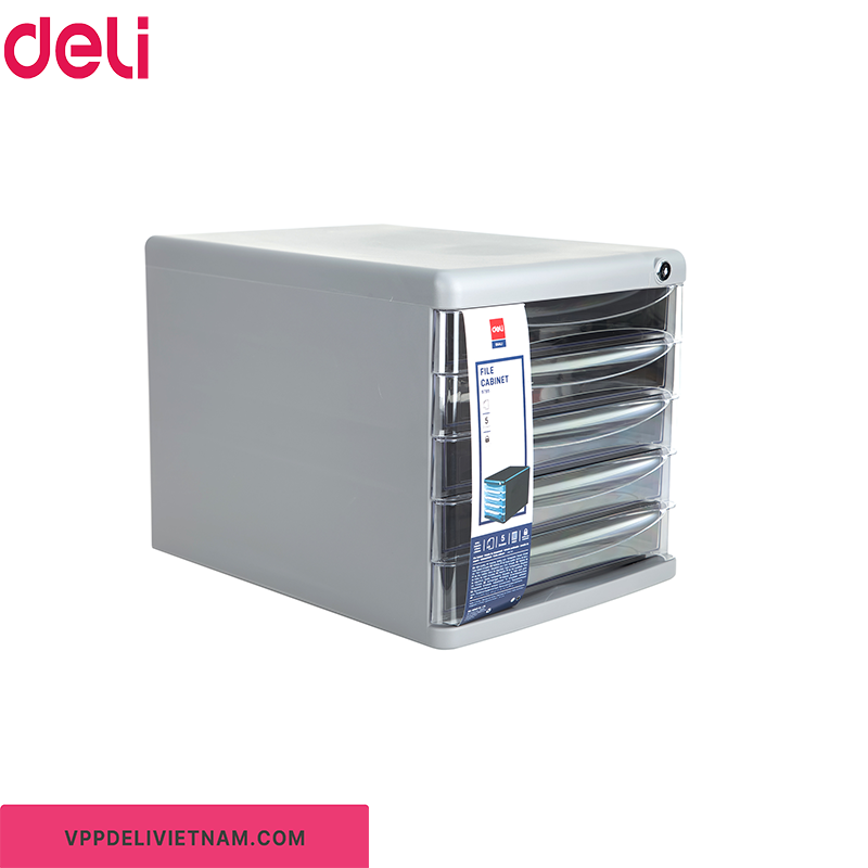 Tủ nhựa đựng tài liệu 5 ngăn Deli E9795 Xám-Đen - Ảnh 6