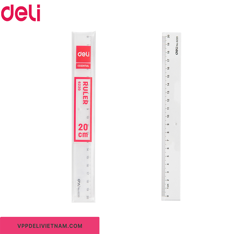 Thước thẳng 20cm Deli E6220 – Trong suốt